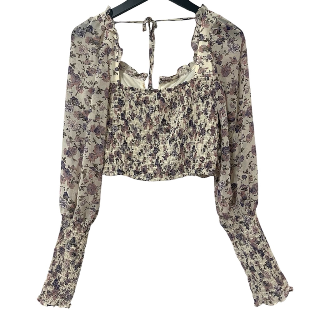 Jo+Co Floral Cropped Blouse Small — image 5 of 8